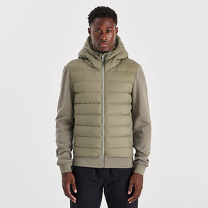 Veste à capuche matelassée formelle en toile enduite pour homme, vêtement d'extérieur chaud avec fermeture éclair intégrale, capuche à cordon de serrage, poignets côtelés - Product Image 3