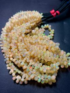 Cuentas de piedra de lágrima de fuego arcoíris de ópalo Natural Etíope para hacer joyas gemas lisas - Product Image 4