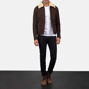 Chaqueta de invierno para hombre de diseño superior con cuello levantado manga completa 100% cuero de alta calidad personalizable precio razonable - Product Image 5