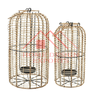 Metal Wire Candle-<b>Hurricane</b> Candle Holder Set Of 2 Design Hot Selling Luxury Decorative Accessories - Product Image 1