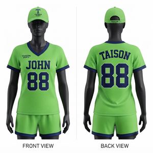 เสื้อลาครอสพรีเมียมสำหรับผู้ชาย 180 GSM ระบายอากาศได้ดี ป้องกันแบคทีเรีย ผลิตจากโพลีเอสเตอร์ตาข่าย สีเหลืองนีออน แต่งขอบสีกรมท่า แบบสั่งทำพิเศษ - Product Image 2