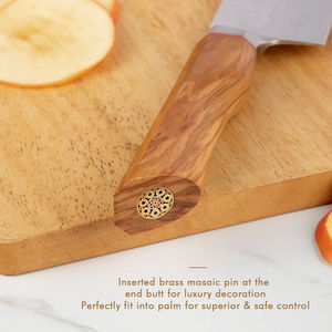 Couteau de cuisine en acier 73, couteau de chef professionnel de 8 pouces avec manche en bois d'olivier - Product Image 2