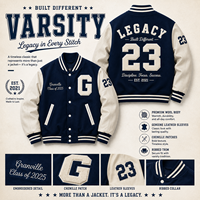 Veste de baseball en laine bleu marine avec logo personnalisé, manches en cuir blanc, broderie chenille, veste varsity pour homme, OEM
