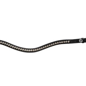 Black or Havana <b>Brown</b> English Bridle Leather Horse Brow Band with Designer Silver or Golden Crystals <b>Shining</b> Diamante Brow Band - Product Image 4
