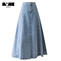 Falda vaquera informal de cintura alta de talla grande longitud Midi con decoración de botones Y2K estilo Sexy precio bajo al por mayor para chicas de moda