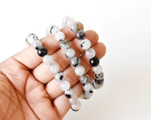 Natural Black Rutile 8mm Round <b>Beaded</b> <b>Bracelet</b> Superb Quality Healing Crystals For Fashion Jewelry Mediation at Best Price - Product Image 3