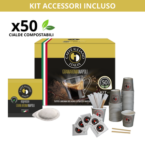Caffè Iuliano Gran Aroma Napoli 50 Cialde Compostabili con Tazze e Bastoncini - Product Image 1