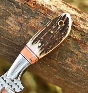 Couteau de chasse à lame fixe en acier à haute teneur en carbone, fait main, taille personnalisée, en acier Damas, avec crochet à viande, qualité OEM industrielle - Product Image 6