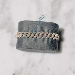 Fine Hip Hop Jewelry 8.5mm 14K White & Rose Gold 2 Tone VVS Moissanite Diamond Iced Out Cuban Link Bracelet for <b>Men</b> - Product Image 3