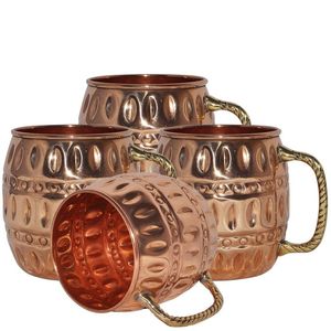 Tasse à mule en cuivre robuste avec une sensation de luxe et un motif martelé pour profiter de cocktails froids vodka lime ou gingembre - Product Image 4