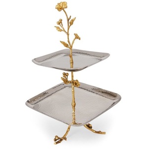 Top Trending Silver Finishing Floral Branches Decorative Metal <b>Cake</b> Stand Luxury Birthday Party 2 <b>Tier</b> <b>Cake</b> Server - Product Image 1
