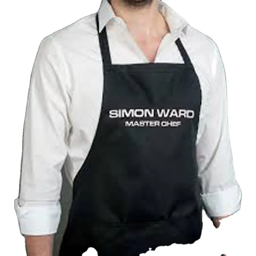 Vendita calda 100 tela di cotone spessa tasca nera grembiule in tela di cotone logo personalizzato design stampa cucina promozione grembiule grembiule da cucina