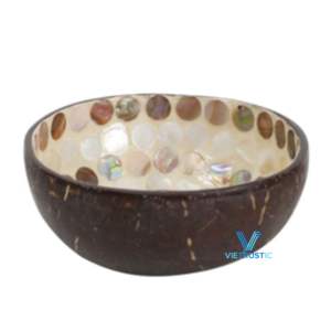 Bol de service décoratif écologique avec incrustation de coquille de noix de coco Capiz fait à la main - Product Image 4