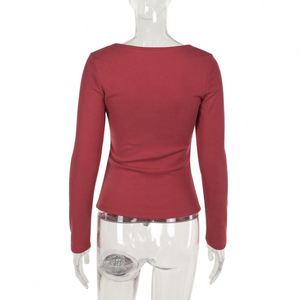 2025 venta al por mayor verano Dropshipping mujeres otoño Sexy colores sólidos camisetas de manga larga - Product Image 6