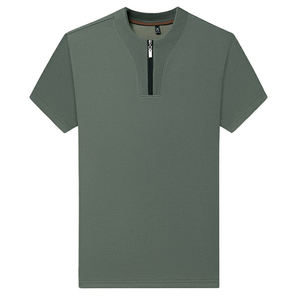 Cuello de golf deportivo informal con cremallera de manga corta para hombre, servicio OEM, personalizado, tejido de poliéster y LICRA - Product Image 1