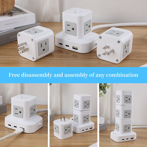 可堆叠塔式电涌保护器电源板 1.5m 延长线 12 个交流电源插座 6 个 USB-A/C 端口 IP67 10A 医院用铜插头 - Product Image 2