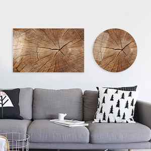 Tableau imprimé sur toile : élégant motif d'anneaux d'arbre marron pour la décoration de Noël, ART SUR VERRE TÉRMÉTRAL - Product Image 1