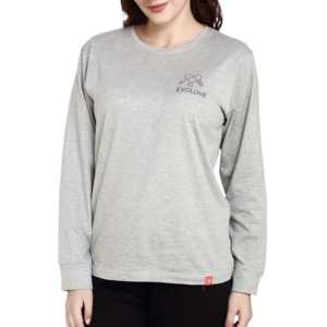Conjunto de Pijama Evolove para Mujer, Casual, Manga Larga, Cuello Redondo, Color Gris, con Estampado Evolove, Tejido de Punto Suave - Product Image 5
