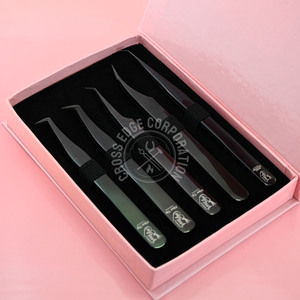 แหนบต่อขนตาปลอมสีดำพร้อมที่ยึดเพชรแหนบปลายตัดขนตา - Product Image 2