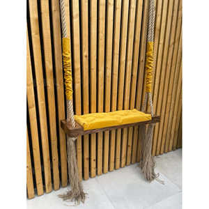 Grand coussin de balançoire en bois de chêne foncé pour adulte, design rustique, pour usage intérieur ou extérieur, pour balançoires de patio, fabriqué en métal durable - Product Image 2