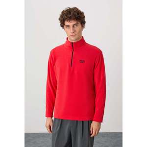 เสื้อสเวตเชิ้ตผ้าฟลีซคอตั้งสำหรับผู้ชาย Air Jones สีเฟียสต้า เสื้อพูลโอเวอร์สำหรับกิจกรรมกลางแจ้งที่ให้ความอบอุ่น เหมาะสำหรับกีฬาฤดูหนาวและสวมใส่ลำลอง - Product Image 4