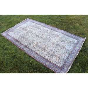 Alfombra Turca Vintage de 3.8x6.9 pies, Alfombra de Lana Azul - Product Image 2