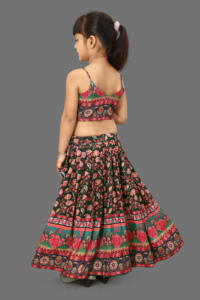 Shoryam - Lehenga Choli de Moda para Niñas, Completamente Cosido, con Estampado Digital, Largo hasta el Suelo, Ropa Étnica, Ropa Tradicional para Fiestas Infantiles, Floral - Product Image 2