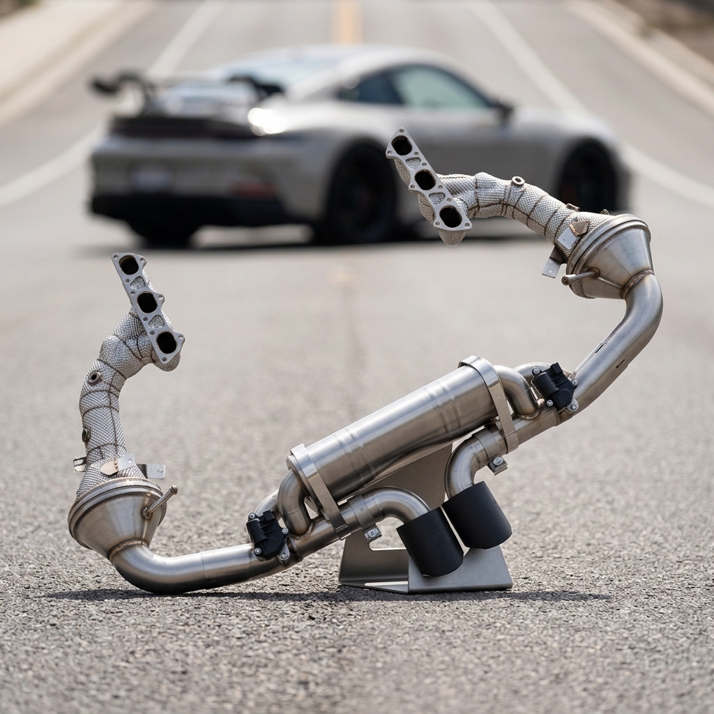 VantaFlow Mirror Polished Full Exhaust System Straight Manifold and Catback for Porsche 911 992 GT3 4.0L 2021-2026