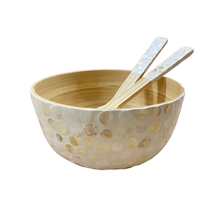 Nouveau design de bol de vadrouille bol de service en bambou filé avec vadrouille bol à salade incrusté style américain ustensiles de cuisine en gros du Vietnam - Product Image 2