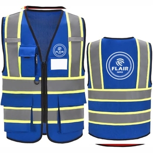 Chaleco de seguridad para hombres y mujeres, 7 bolsillos, chaleco de seguridad reflectante de alta visibilidad, cremallera frontal - Product Image 5