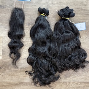 Producto más vendido mechones ondulados naturales con cierres 100% cabello vietnamita súper doble dibujado Color Natural - Product Image 3