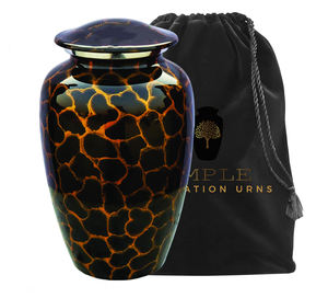 Urna funeraria negra hecha a mano con estampado dorado de 10 pulgadas con bolsa de terciopelo, diseño ecológico y personalizable - Product Image 3