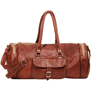 Sac de voyage week-end élégant en cuir véritable 20-35L, personnalisable, décontracté, pliable, avec sangle réglable et fermeture éclair, pour usage quotidien et tendance - Product Image 3