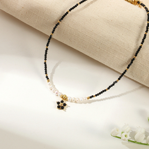 Collar de perlas de agua dulce naturales, collar con colgante minimalista, perla de agua dulce redonda blanca - Product Image 3