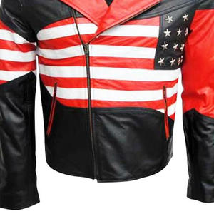 Veste en cuir véritable pur personnalisée de haute qualité Veste en cuir à fermeture éclair asymétrique à coutures fines pour hommes - Product Image 4