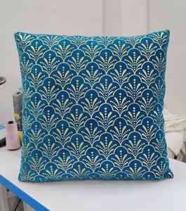Vibrant 16x16 Inches Silk Embroidered Floral Pattern Sofa <b>Cushion</b> Cover & Decorative Throw <b>Pillow</b> <b>Case</b> for Home & Hotel Use - Product Image 1