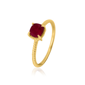 Anillo de piedras preciosas de rubí con corte de cojín de Plata de Ley 925, regalo de boda clásico Unisex para fiesta, anillo chapado en oro - Product Image 4