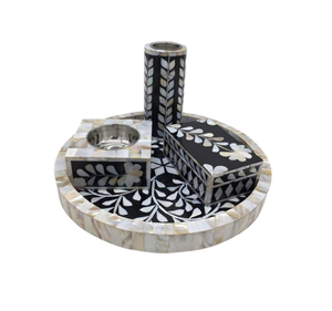 Ensemble de 2 brûleurs à encens en os incrusté de designer, qualité supérieure, forme ronde, brûleur à encens provenant du fabricant en Inde - Product Image 2