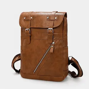 Fashion Design Leather Backpack Bold Stylish For Men Travel And College Purpose Bags Custom India Manufacturing Embossed Logo