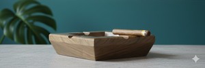 Cendrier de bureau carré en bois de qualité supérieure et exclusive avec des motifs variés pour bar, salon et décoration intérieure - Product Image 2