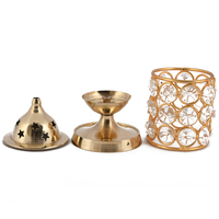 Lampe à huile ronde moderne en verre et cristal Akhand Diya, porte-bougie chauffe-plat, artisanat décoratif pour Diwali Puja chez Instant Traders