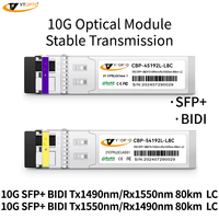 Module optique YTOPTO OEM/ODM 10G BIDI SFP+ monomode monofibre FTTH DDM compatible avec Cisco/Mellanox/Mikrotik/Dell/Aruba