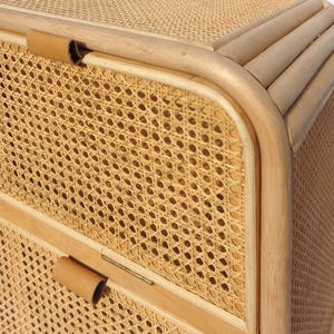 Mueble de ratán de 2 niveles tejido con ratán natural resistente, mueble para sala de estar, dormitorio, pasillo, mueble para TV - Product Image 4