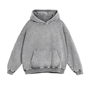Logotipo personalizado impresión bordado en blanco para hombre de peso pesado sudaderas con capucha Vintage 450 GSM ácido lavado francés Terry peso pesado algodón - Product Image 6