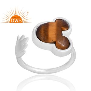 Anillo de piedras preciosas amarillas de ojo de tigre Natural de Plata de Ley 925, joyería personalizada para mujer, regalo para ella - Product Image 1