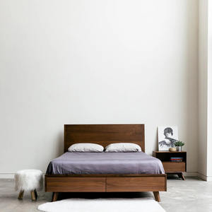 Joey <b>Bedroom</b> Made Of Solid Teak Wood High Quality with built-in storage drawers and classic mid-century Scandinavian design. - Product Image 3