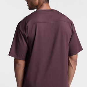 เสื้อยืดกีฬาผ้าฝ้ายโอเวอร์ไซส์สำหรับผู้ชายเสื้อฟุตบอลพิมพ์โลโก้แบบเรียบขายส่ง - Product Image 3