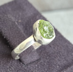 925 Sterling Silver Prehnite <b>Ring</b>, Round Stone Setting, Handcrafted Gemstone Jewelry Gift for Daily Wear - Product Image 1
