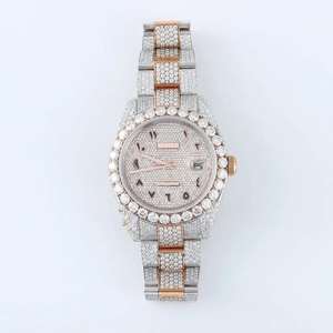 Montre de sport de luxe en acier inoxydable de haute qualité pour hommes, diamant Moissanite fait à la main, conception de mouvement mécanique à Quartz entièrement glacé - Product Image 1