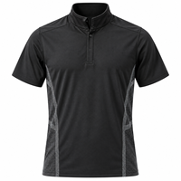 Kaos Polo Atletik Pria Ukuran Besar Lengan Pendek Kerah Tegak Kancing Leher Panel Samping Kontras Atasan Kasual Olahraga